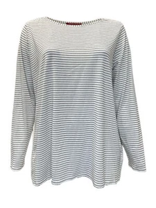 Marina Rinaldi Women's White Valente Striped Long Sleeve T Shirt NWT - Bild 1 von 3