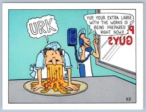 HOMBRE VOMITA EN PIZZA DE 1980*XL con FUNCIONA QUE SE ESTÁ PREPARANDO AHORA* CARICATURA KV de Robert Cavey - Imagen 1 de 2