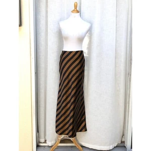Chetta B Sherrie Bloom Peter Noviello black brown diagonal stripe maxi skirt - Picture 1 of 9