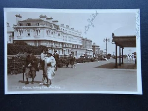 West Sussex WORTHING Marine Looking East showing WARNES HOTEL c1920s RP Postcard - Picture 1 of 3
