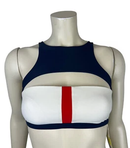 NEU Summersalt Swim Shoreline Bikini Oberteil Größe 2 Cutout Colorblock blau weiß - Bild 1 von 12
