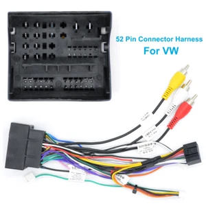 UK Android 12 Stereo Radio Wiring Harness 52PIN Power Plug Cable For VW Golf DIY - Picture 1 of 5