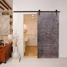 Vintage Door Panel, Tribal Relief Carved Wall Panel, Barn Door Sculpture 84x40