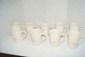9 VTG Corelle Corning Ware FOREVER YOURS Coffee Mug Cup Beige Pink Heart - Picture 1 of 8