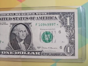 Star Note One Dollar Schein Atlanta Georgia F Block Serie 2017 Quad 9s - Bild 1 von 3