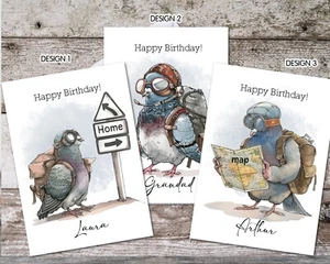 Personalised Novelty Homing Pigeon Birthday Greetings Card - Choose Size & Style - Picture 1 of 9