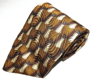NWOT Men's Robert Talbott Studios Silk Gold Burgundy Black Geometric Silk Tie - Picture 1 of 4