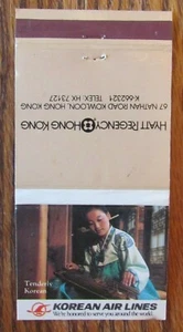 KOREAN AIR AIRLINES & HYATT REGENCY HOTEL HONG KONG MATCHBOOK MATCHCOVER -F28 - Picture 1 of 3
