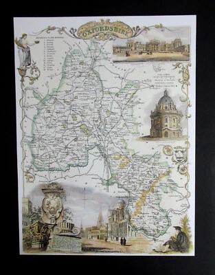 9.0" x 12.0"  REPRODUCTION OF AN  1830  THOMAS MOULE  COUNTY MAP OF  OXFORDSHIRE - Image 1 of 3