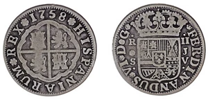 2 SILVER REALES / PLATA. FERDINAND VI - FERNANDO VI. SEVILLA, 1758. VF / MBC - Imagen 1 de 1