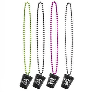 Happy New Year Plastic Shot Glass Bead Necklace 1 (one) Party Supplies Favours - Picture 1 of 1