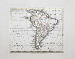A GENUINE ANTIQUE MAP - SOUTH AMERICA BY CARLO BARBIELLINI, MILAN 1807. - Picture 1 of 1