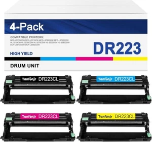 DR223CL Drum Unit Set 4-Pack (Black, Cyan, Magenta, Yellow) Replacement for... - Picture 1 of 9