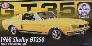 YELLOW 1968 FORD SHELBY GT350 MUSTANG ACME 1:18 SCALE DIECAST METAL MODEL CAR