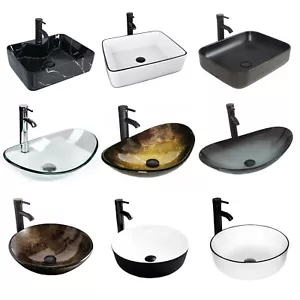 ELECWISH Badezimmer Gefäß Spüle Arbeitsplatte Waschbecken Schüssel Wasserhahn Pop Up Drain Combo - Bild 1 von 41