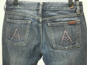 SEVEN 7 For All Mankind Jeans pink "A" Tasche blau Denim Bootcut Gr. 27 USA 188 $ - Bild 1 von 5