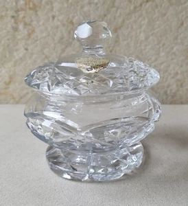 Vintage Watford England Diamond Cut Lead Crystal Lidded Powder Jar/Toiletry Jar - Picture 1 of 10