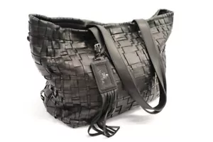 PRADA - Ladentasche schwarz Nappaleder geflochten mit Staubbeutel - Bild 1 von 10