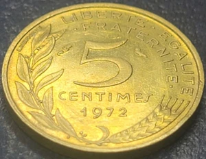 1972 FRANCE 5 CENTIMES KM# 933 US SELLER COMBINED SHIPPING REFUND - Picture 1 of 2