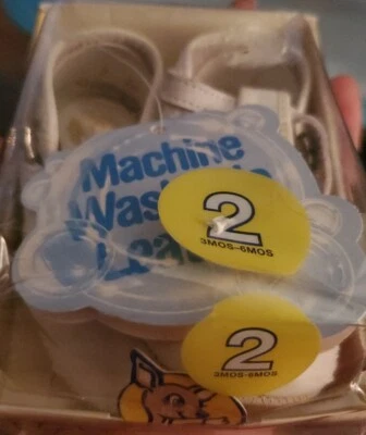 VtG Baby Deer 白色皮革 T 型带鞋 尺码 3 到 6 个月全新无标签  — 第 1/4 张图片