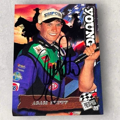 Adam Petty SPREE 1999 PRESS PASS YOUNG GUNS RARE ROOKIE signed VINTAGE card - Image 1 of 2