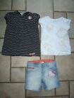 Bekleidungspaket Mädchen Gr. 128 Hello Kitty Kurze Jeanshose T-Shirt Top Shorts
