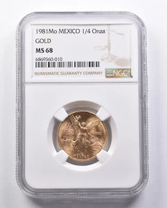 1981 Mo Mexico 1/4 Onza Gold Libertad MS68 NGC *6571 - Picture 1 of 3