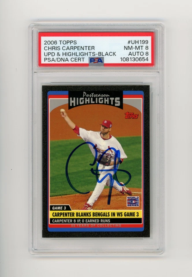 Actualización Topps 2006 Chris Carpenter #UH199 Black Highlights automático/35 PSA 8 (G) Foto 1 de 2