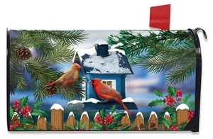 Briarwood Lane Snow Day Cardinals Winter Large / Oversized Mailbox Cover - Picture 1 of 5
