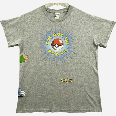 Vintage 90s  Pokemon I've Got The Power T Shirt Youth XL Gray Nintendo Graphic - Image 1 of 4