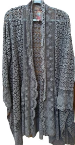 Suéter Cárdigan Plumero Johnny Was Talla S Algodón Gris Crochet Encaje - Imagen 1 de 8