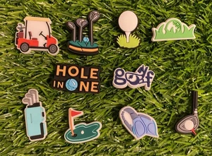 Konvolut 10 Golf Thema Kroko Schuh Charms - Bild 1 von 1