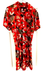 Ralph Lauren Polo ladies red Tropical style pattern viscose playsuit size 10 - Picture 1 of 7