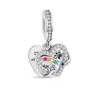 S925 Silver  Cat Dog Meet You at Rainbow Bridge Memorial Charm -YOUnique Designs - Bild 1 von 2