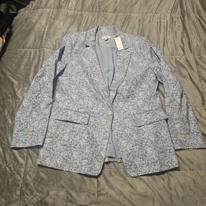 LOFT Damen Blazer Jacke geblümt blau gefüttert Größe 12 - Bild 1 von 6