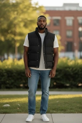 St. John’s Bay Men’s Black Puffer Vest Zip Snap Front Outdoor Layering Size XXL - Image 1 of 3