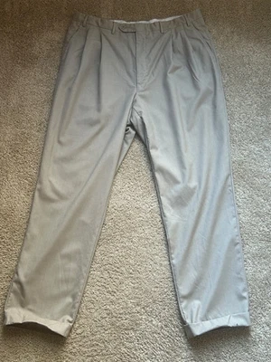 Calça social masculina Canali Proposta lã 40x28 plissada frente bege Itália luxo tro - Imagem 1 de 4