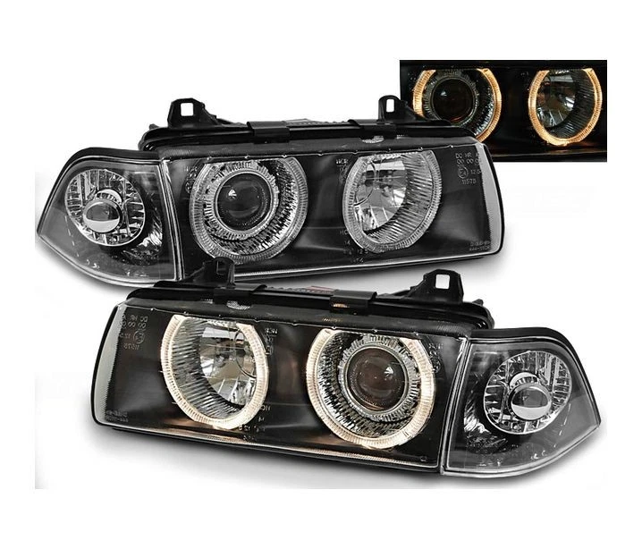 faros bmw e36 1990 1991 1992-1999 cupé descapotable ojos de ángel negro lhd rhd Foto 1 de 1