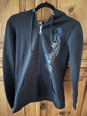 Sudadera con capucha para mujer Harley Davidson cremallera completa.  Dudley Perkins 100 años, pequeño Foto 1 de 4