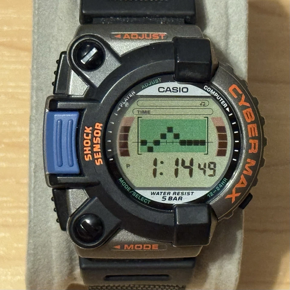 Orologio digitale Casio Cyber Max JG-300 Punch Force gioco raro vintage raro Cybermax - Immagine 1 di 4
