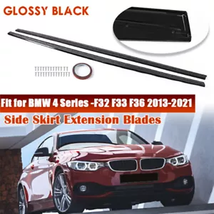 Gloss Black For 14-20 BMW 4 Series F32 F33 F36 M Sport Extension Lip Side Skirts - Bild 1 von 12