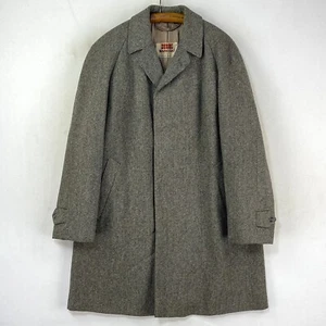 Dhobi Overcoat Mens 42 Grey Weatherlux Showerproof Tweed Trench Over Coat - Picture 1 of 14