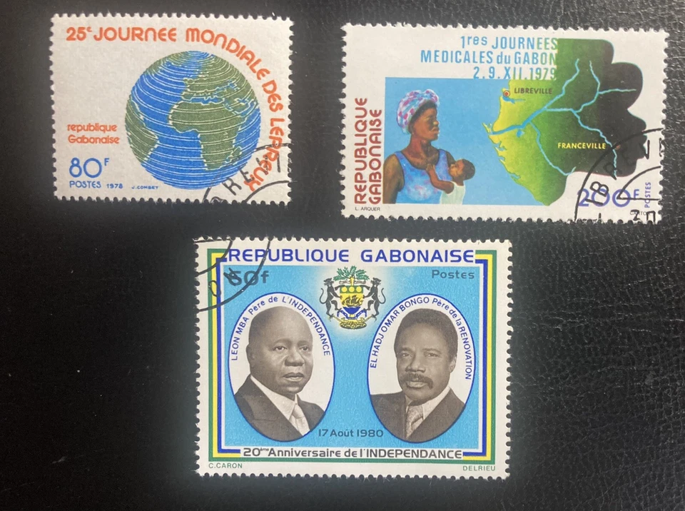 Gabón: SC #394, 436, 445 lote de 3 usados emitidos 1978-79. Lote #02-053001 Foto 1 de 1