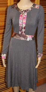 Vestido Miss Me Talla L Gris L/S con ojo de cerradura Escote Botones Cubiertos Faja SUAVE - Imagen 1 de 4