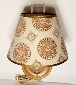 Vintage Electric Wooden Wall Lamp Paper Shade Glass Hurricane Chimney Globe - Picture 1 of 17