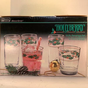 DE COLECCIÓN JUEGO DE BEBIDAS HOLLYBERRY ANCHOR HOCKING - Imagen 1 de 12