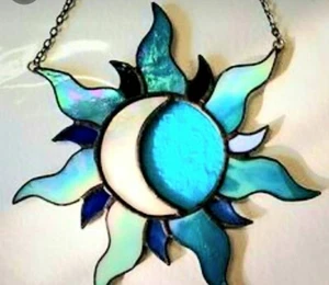 BLUE MOON Handmade in QLD AUSTRALIA Large Stained Glass SUNCATCHER Mother's Day - Picture 1 of 24