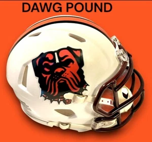 CLEVELAND BROWNS DAWG POUND CUSTOM LOGO RIDDELL SPEED FOOTBALL MINI HELMET - Picture 1 of 6