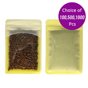 2.25x3in Front Clear Back Yellow Glossy Flat Mylar Zipper Bag w/ Machine - Picture 1 of 13