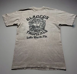 Vintage 70s 80s Glaucus Tropicals Exotic Plant Art Father Time Shirt Size Small - Picture 1 of 9